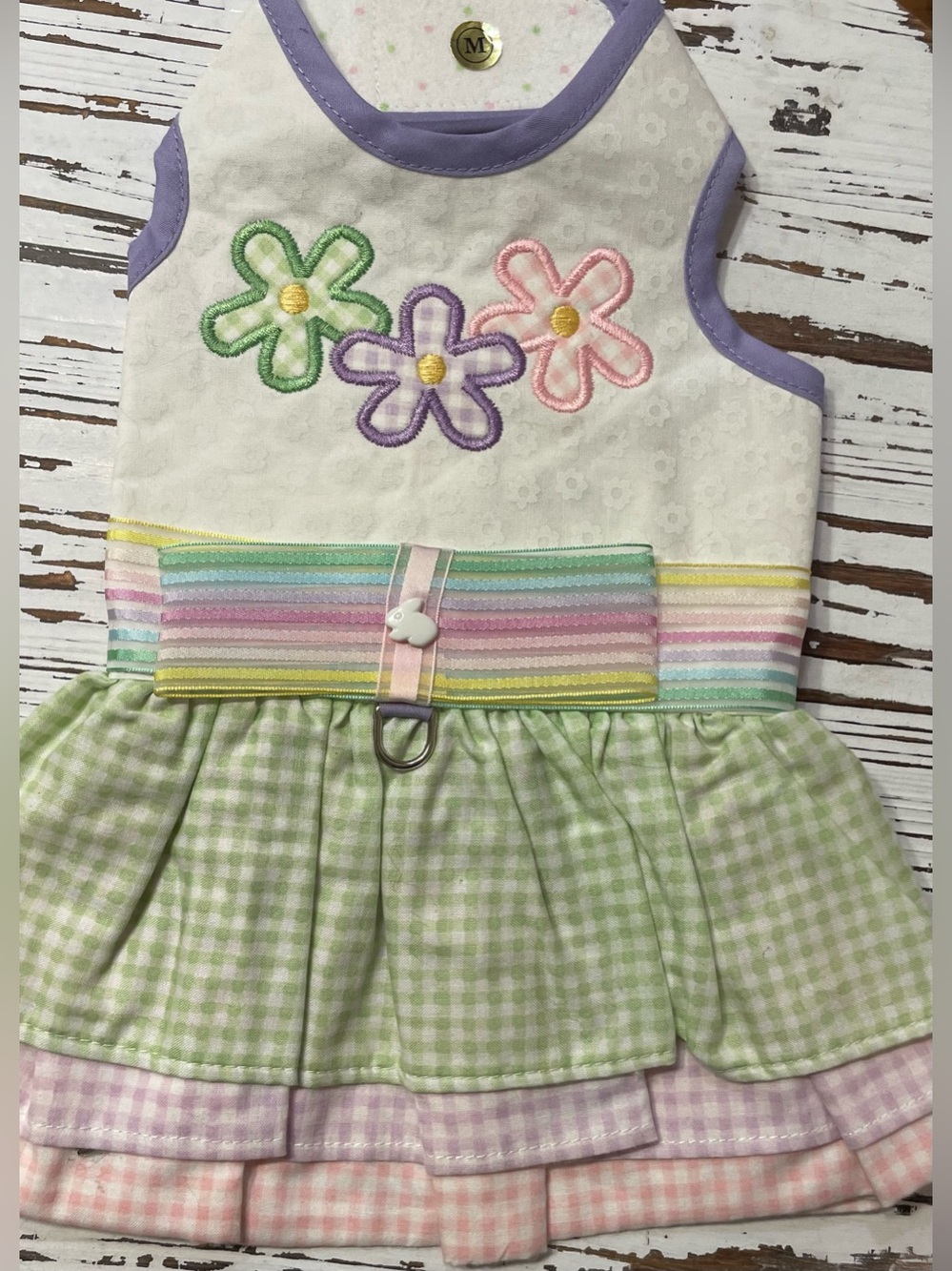 Pastel Floral Tiered Pet Dress with Ribbon Waist
Large